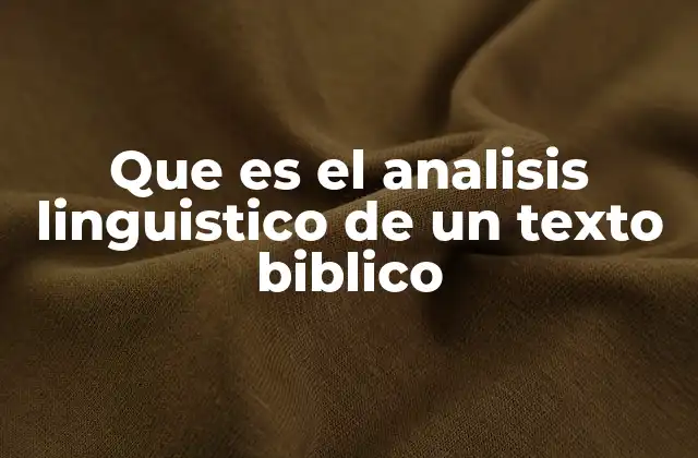 Que es el Analisis Linguistico de un Texto Biblico