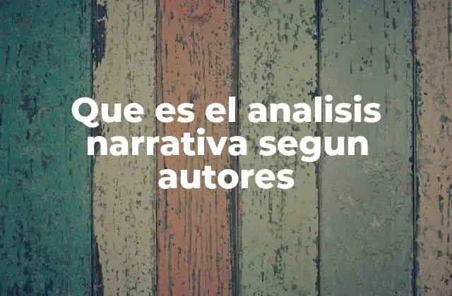 Que es el Analisis Narrativa Segun Autores