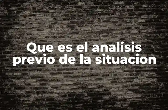 Que es el Analisis Previo de la Situacion