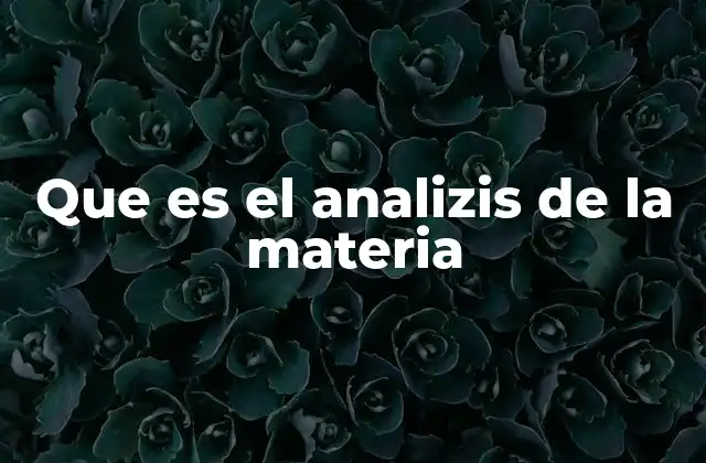 Que es el Analizis de la Materia