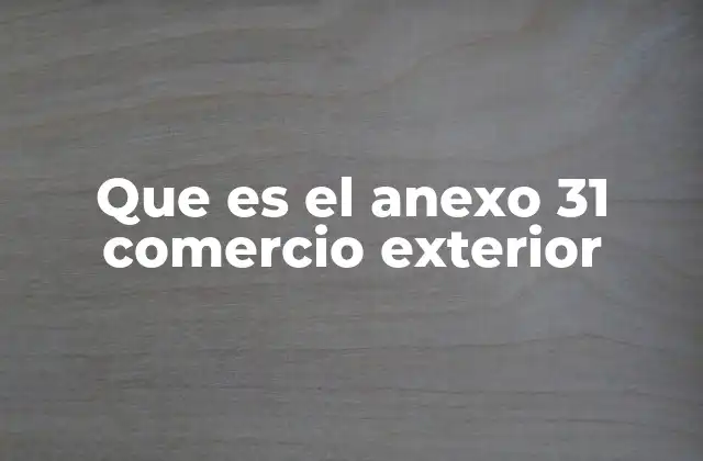 Que es el Anexo 31 Comercio Exterior