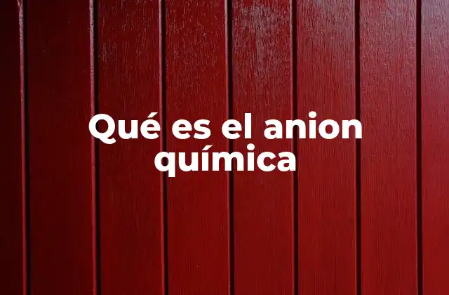 Qué es el Anion Química