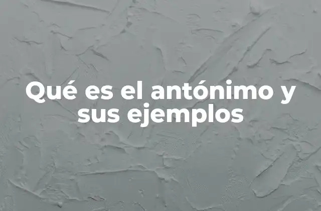 Qué es el Antónimo y Sus Ejemplos