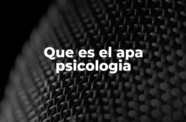 Que es el Apa Psicologia