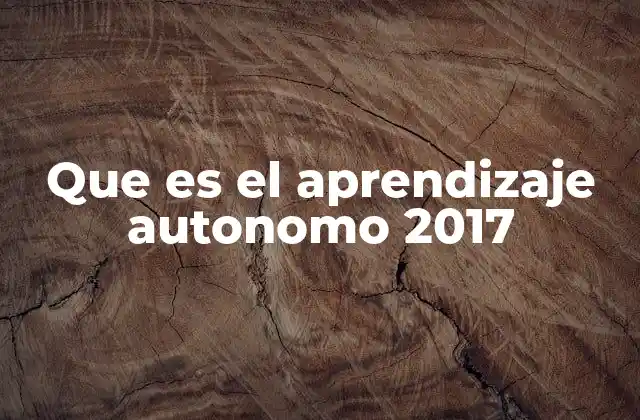 Que es el Aprendizaje Autonomo 2017