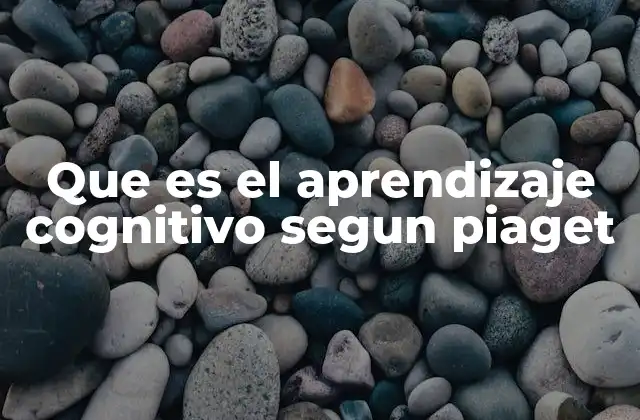 Que es el Aprendizaje Cognitivo Segun Piaget