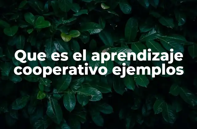Que es el Aprendizaje Cooperativo Ejemplos
