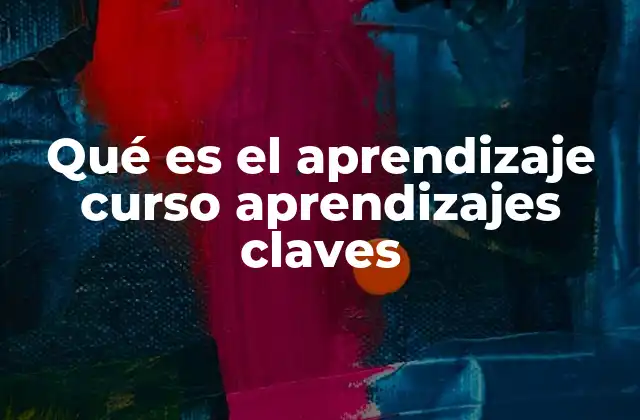Qué es el Aprendizaje Curso Aprendizajes Claves