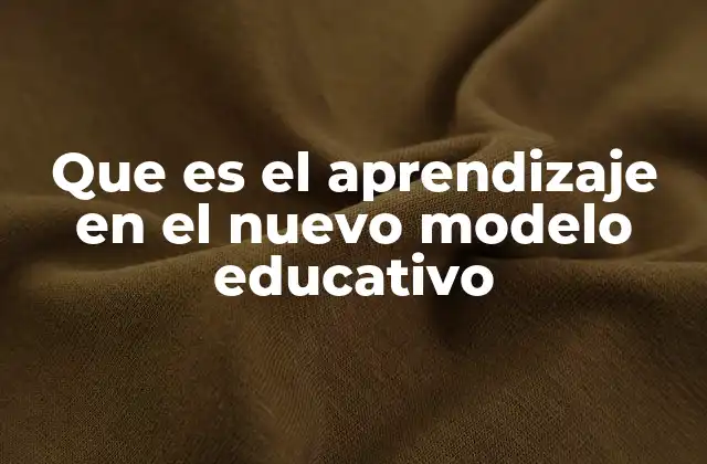 Que es el Aprendizaje en el Nuevo Modelo Educativo