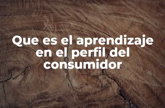 Que es el Aprendizaje en el Perfil Del Consumidor