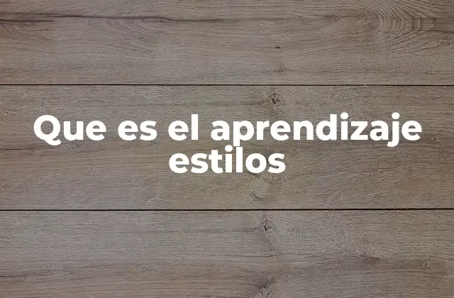 Que es el Aprendizaje Estilos