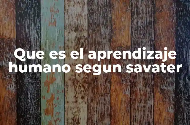 Que es el Aprendizaje Humano Segun Savater