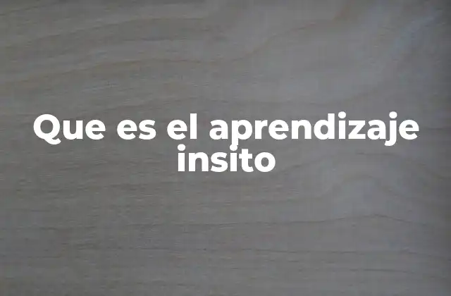 Que es el Aprendizaje Insito