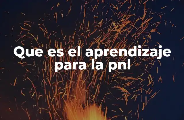 Que es el Aprendizaje para la Pnl