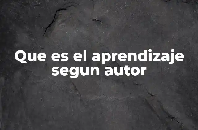 Que es el Aprendizaje Segun Autor