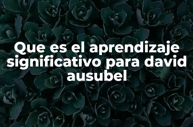 Que es el Aprendizaje Significativo para David Ausubel