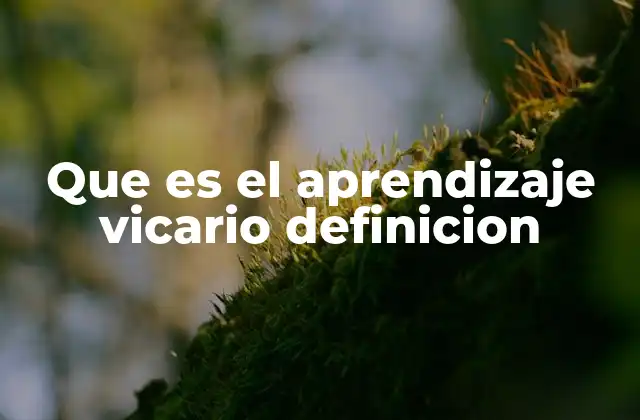 Que es el Aprendizaje Vicario Definicion
