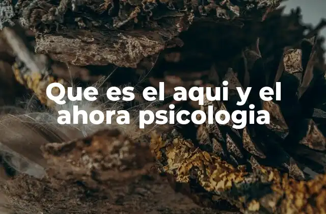 Que es el Aqui y el Ahora Psicologia