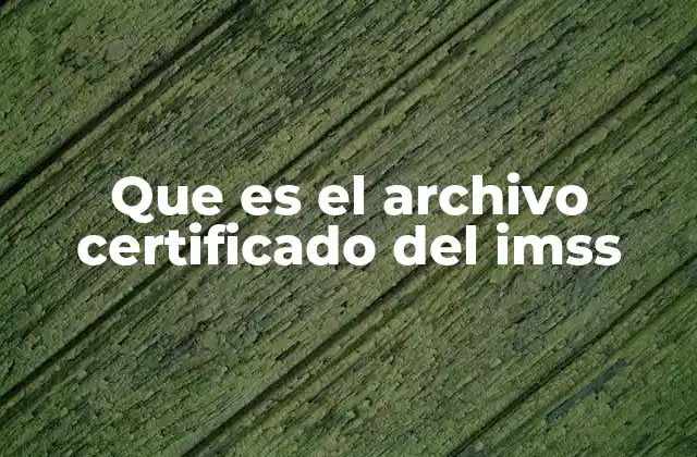 Que es el Archivo Certificado Del Imss