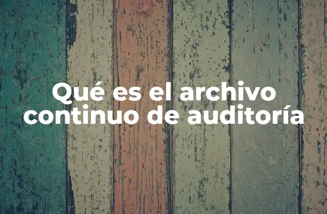Qué es el Archivo Continuo de Auditoría