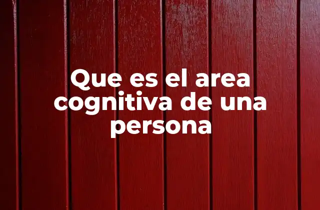 Que es el Area Cognitiva de una Persona
