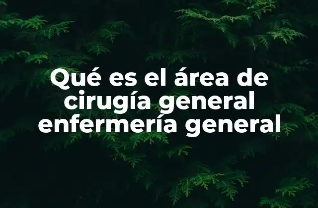 Qué es el Área de Cirugía General Enfermería General