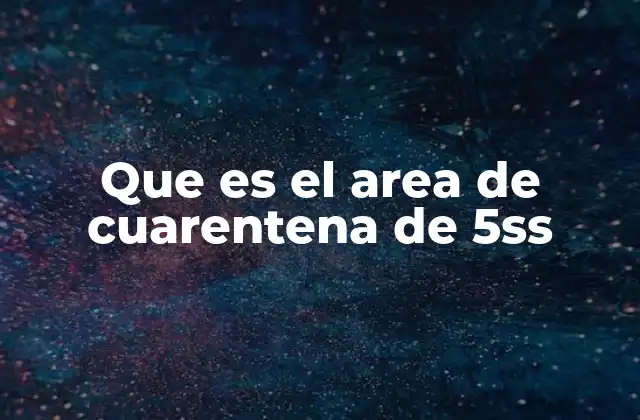 Que es el Area de Cuarentena de 5ss