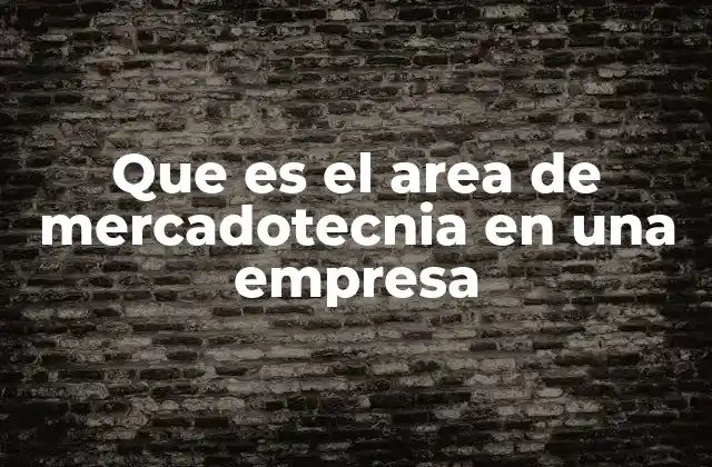 Que es el Area de Mercadotecnia en una Empresa