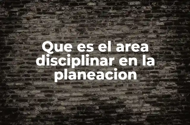 Que es el Area Disciplinar en la Planeacion