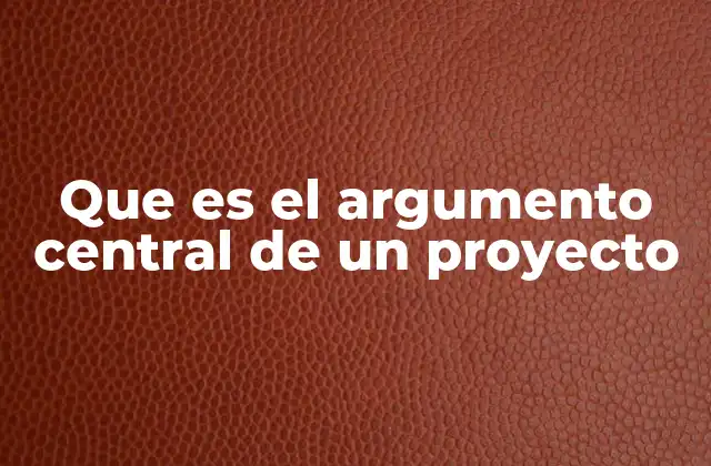 Que es el Argumento Central de un Proyecto