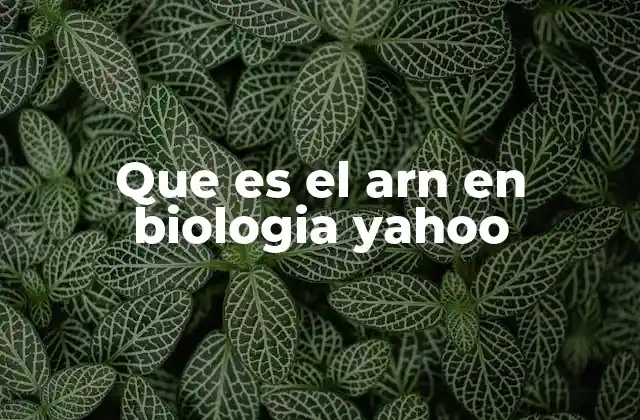 Que es el Arn en Biologia Yahoo