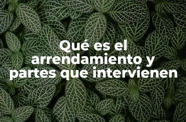 Qué es el Arrendamiento y Partes que Intervienen 2 Cómo se estructura un arrendamiento sin mencionar directamente la palabra clave