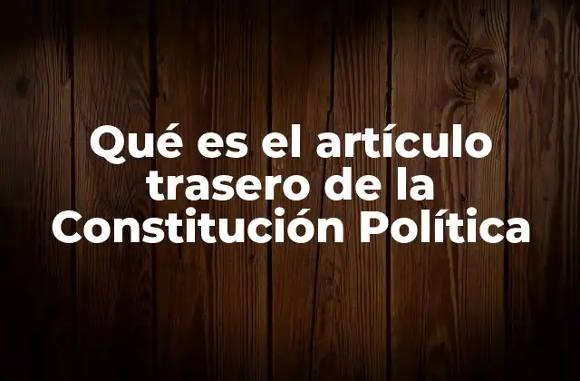 Qué es el Artículo Trasero de la Constitución Política