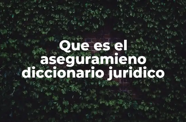 Que es el Aseguramieno Diccionario Juridico