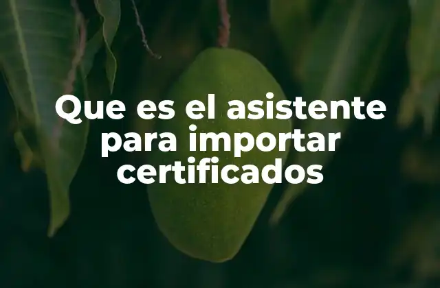 Que es el Asistente para Importar Certificados
