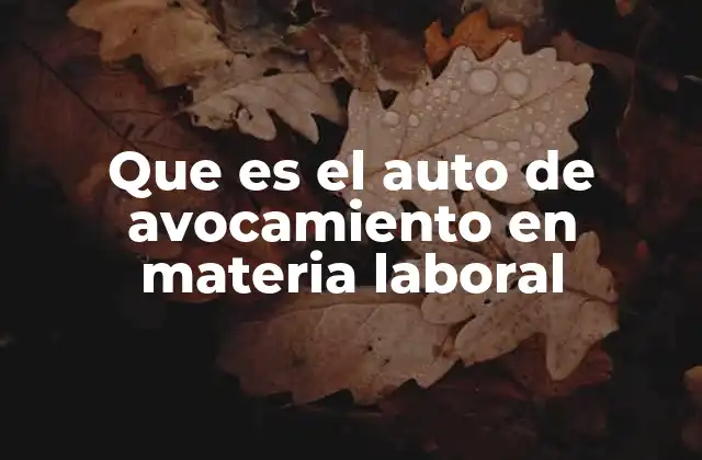 Que es el Auto de Avocamiento en Materia Laboral