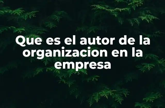 Que es el Autor de la Organizacion en la Empresa