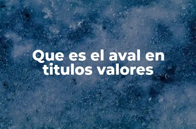 Que es el Aval en Titulos Valores