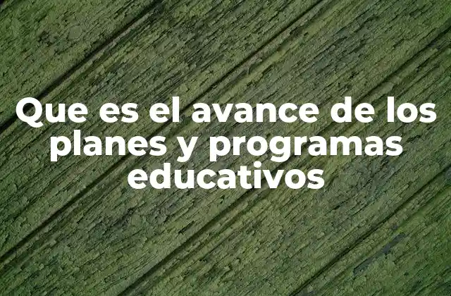 Que es el Avance de los Planes y Programas Educativos
