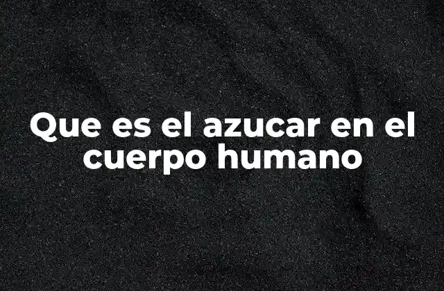 Que es el Azucar en el Cuerpo Humano