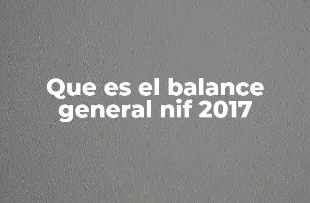 Que es el Balance General Nif 2017