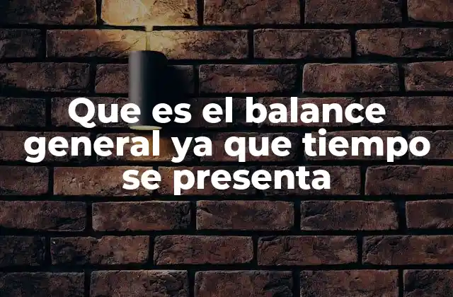 Que es el Balance General Ya que Tiempo Se Presenta