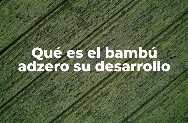 Qué es el Bambú Adzero Su Desarrollo