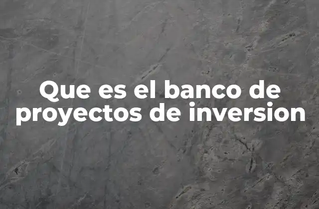 Que es el Banco de Proyectos de Inversion