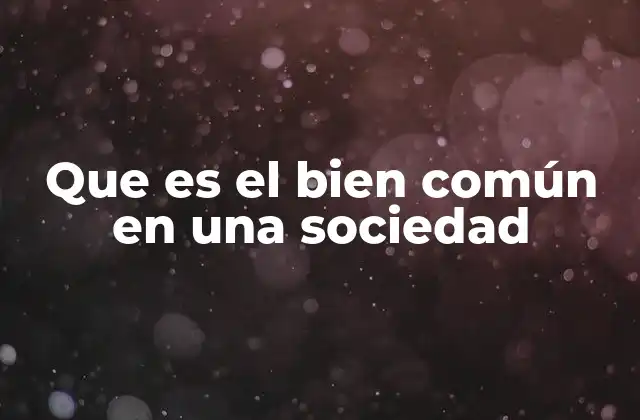 Que es el Bien Común en una Sociedad