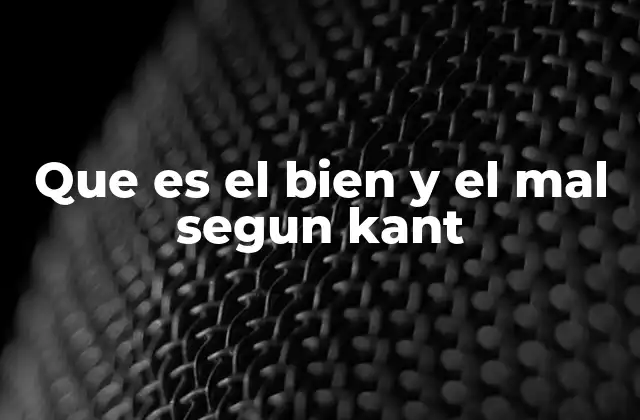 Que es el Bien y el Mal Segun Kant