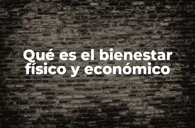 Qué es el Bienestar Físico y Económico