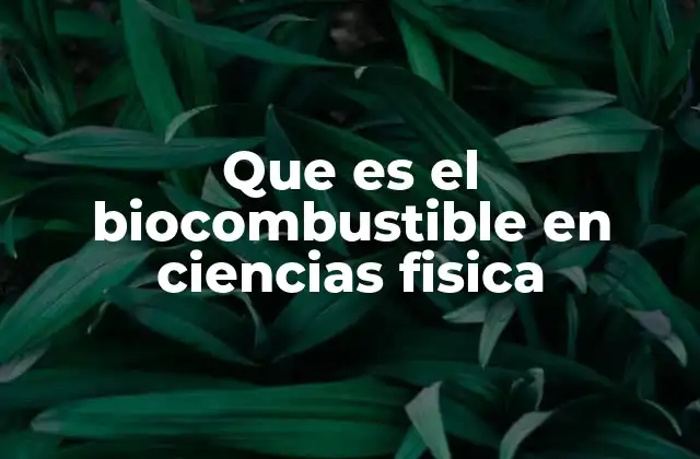 Que es el Biocombustible en Ciencias Fisica