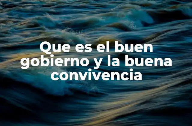 Que es el Buen Gobierno y la Buena Convivencia
