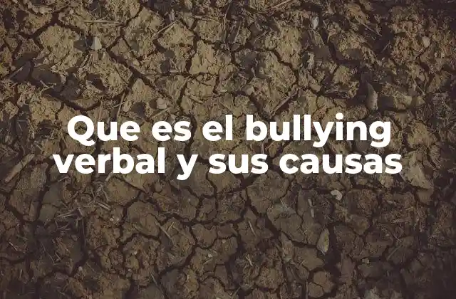 Que es el Bullying Verbal y Sus Causas